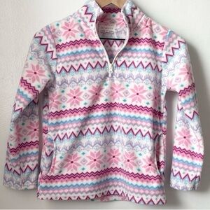 girls pink & white patterned pullover sweater